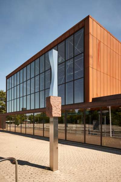 Beautiful façade cassettes made from corten steel, Maribo Svømmehal, Ved Stadion 4, 4930 Maribo